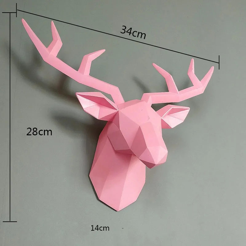 Modern 3D Deer Head Wall Sculpture – Faux Taxidermy Art