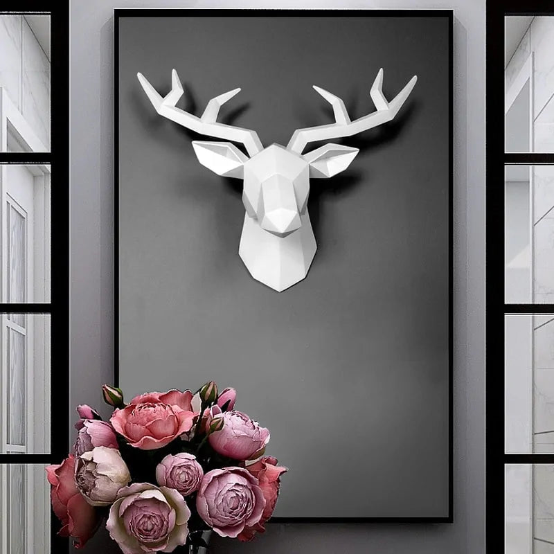 Modern 3D Deer Head Wall Sculpture – Faux Taxidermy Art