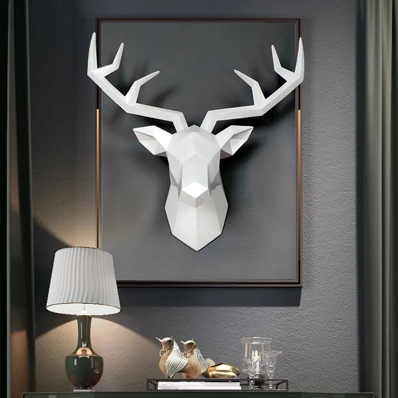 Modern 3D Deer Head Wall Sculpture – Faux Taxidermy Art