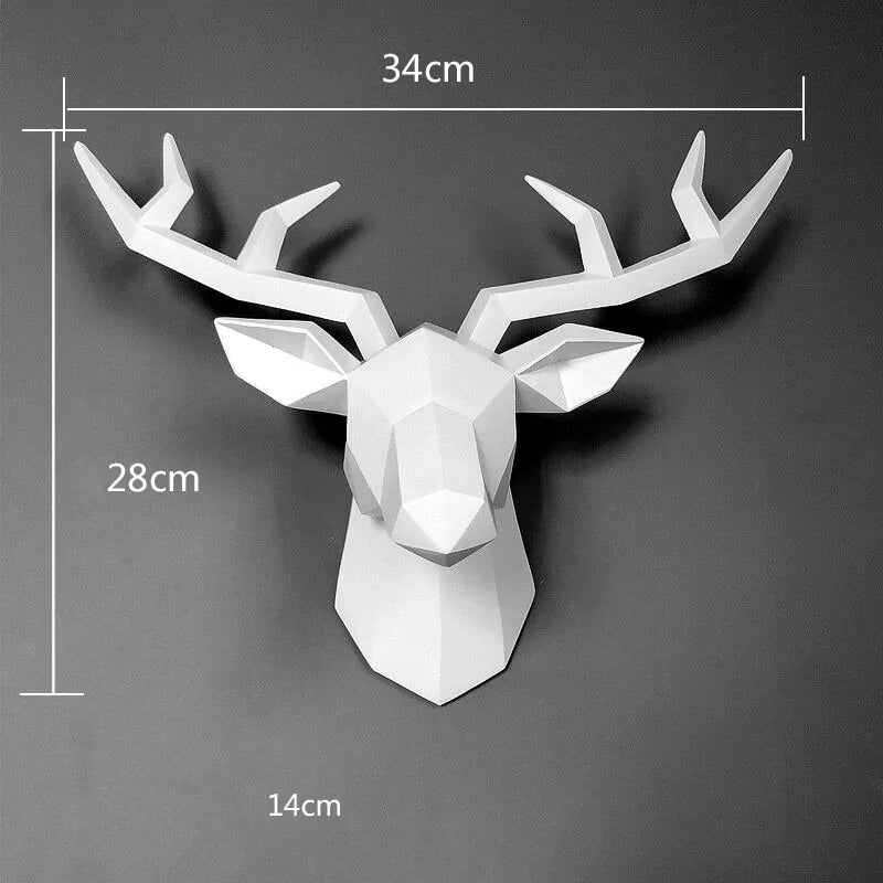 Modern 3D Deer Head Wall Sculpture – Faux Taxidermy Art