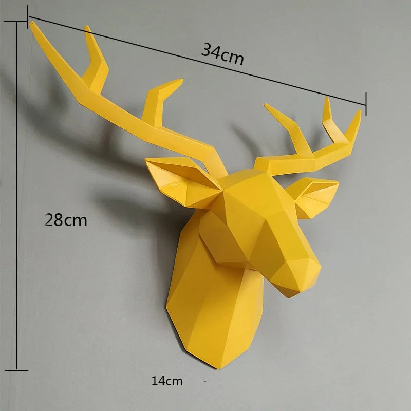 Modern 3D Deer Head Wall Sculpture – Faux Taxidermy Art