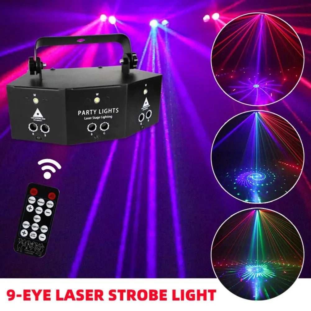 9-Eye Laser Stage Light - Professional Party & DJ Lighting